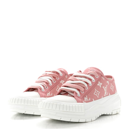 Louis Vuitton Denim Monogram Squad Sneakers 38 Pink 3 of 10