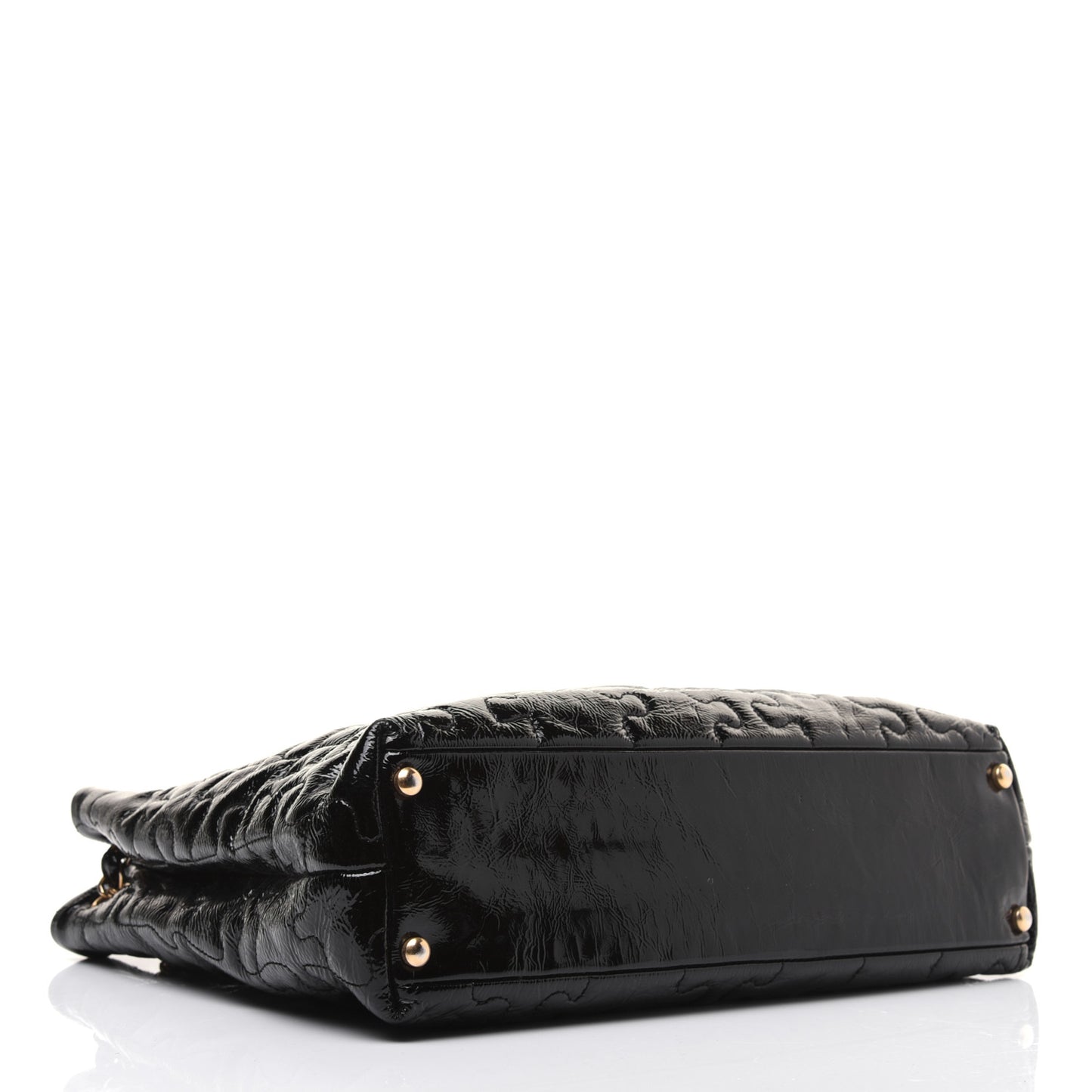 Crackled Patent Puzzle Tote Black