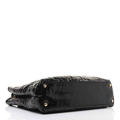 Chanel Crackled Patent Puzzle Tote Black 4 of 24