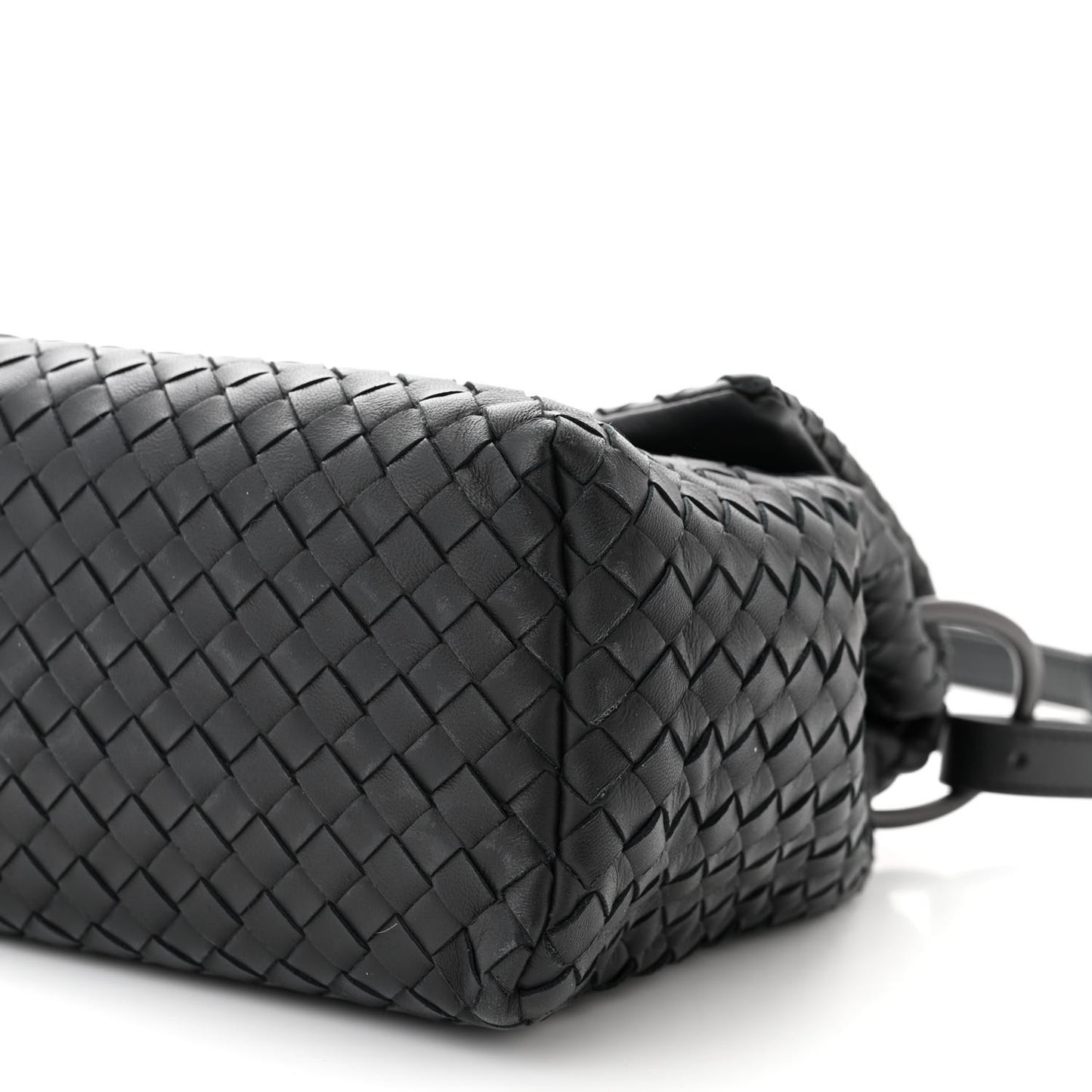 Nappa Intrecciato Flap Shoulder Bag Black
