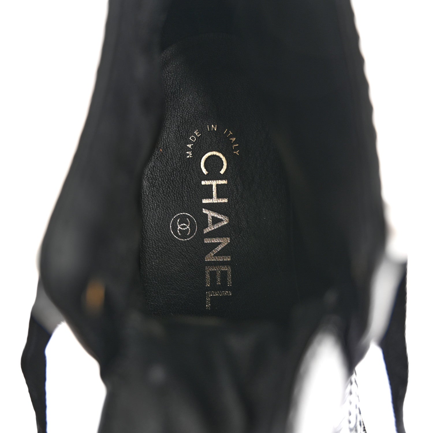 Chanel Shiny Calfskin Velvet Pearl Combat Short Boots 36 Black 7 of 10
