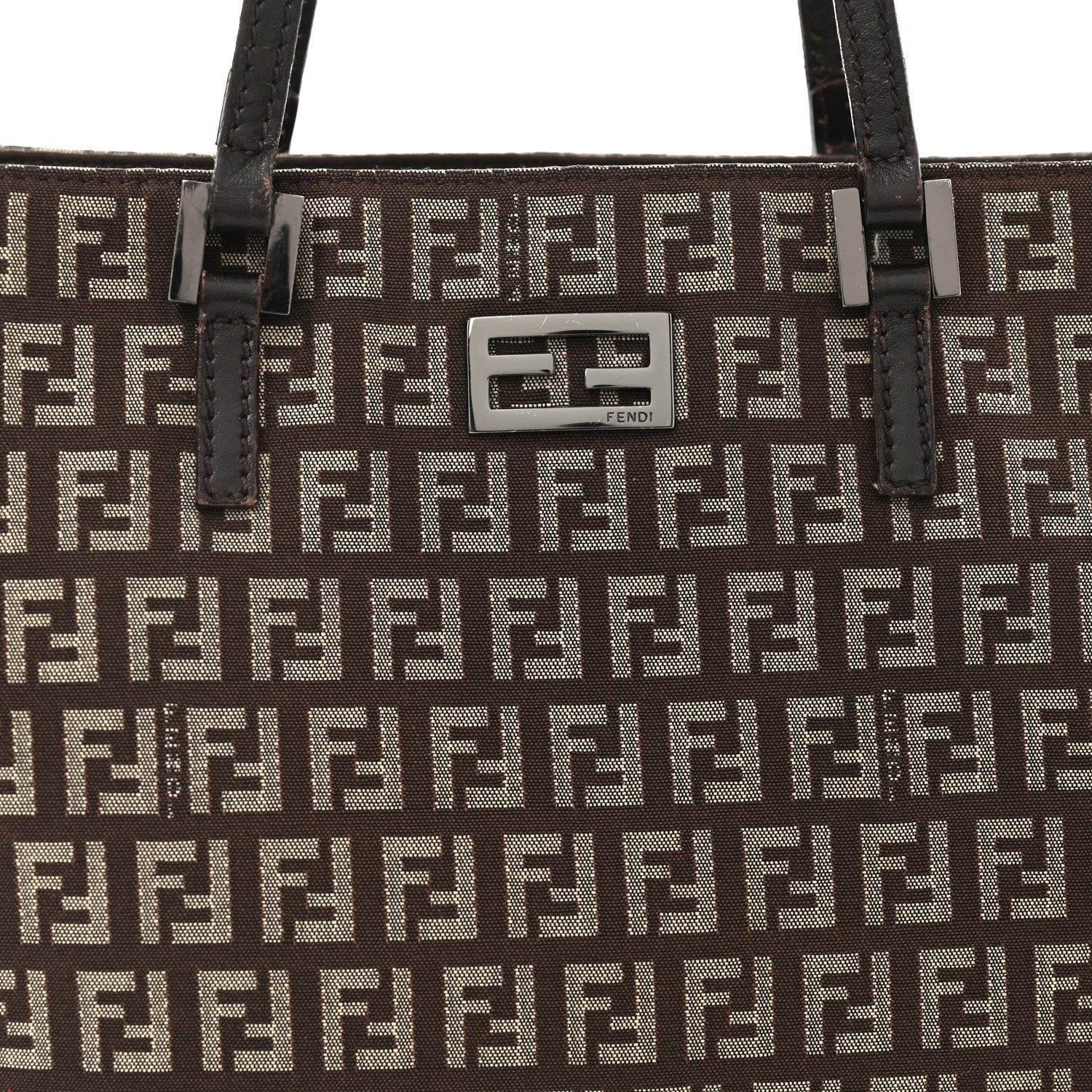 Fendi Zucchino Vitello Small Tote Testa di Moro Beige 8 of 11