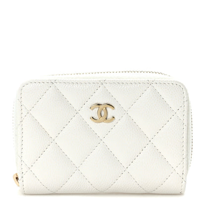 Chanel Caviar Quilted Classic Zipped Coin Purse White 1 of 9