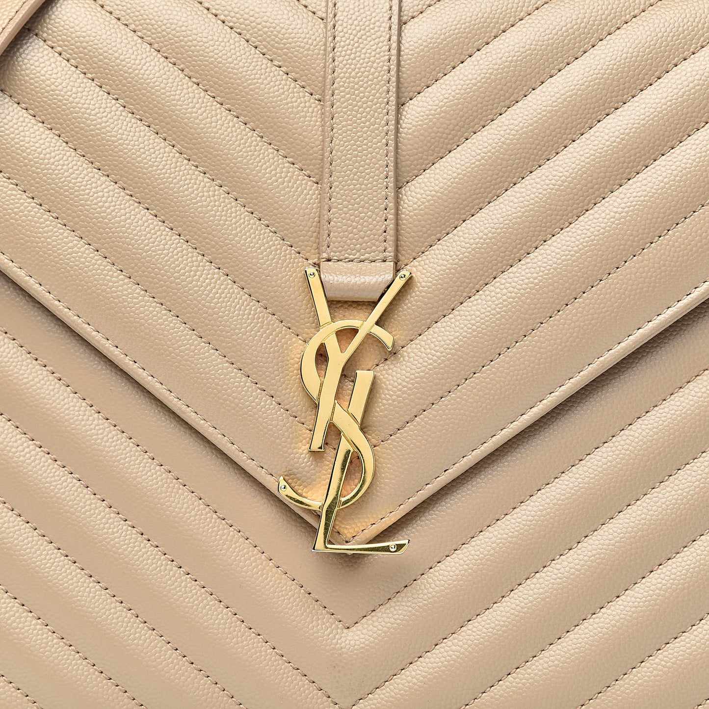 Grain De Poudre Matelasse Chevron Large Monogram Satchel Dark Beige