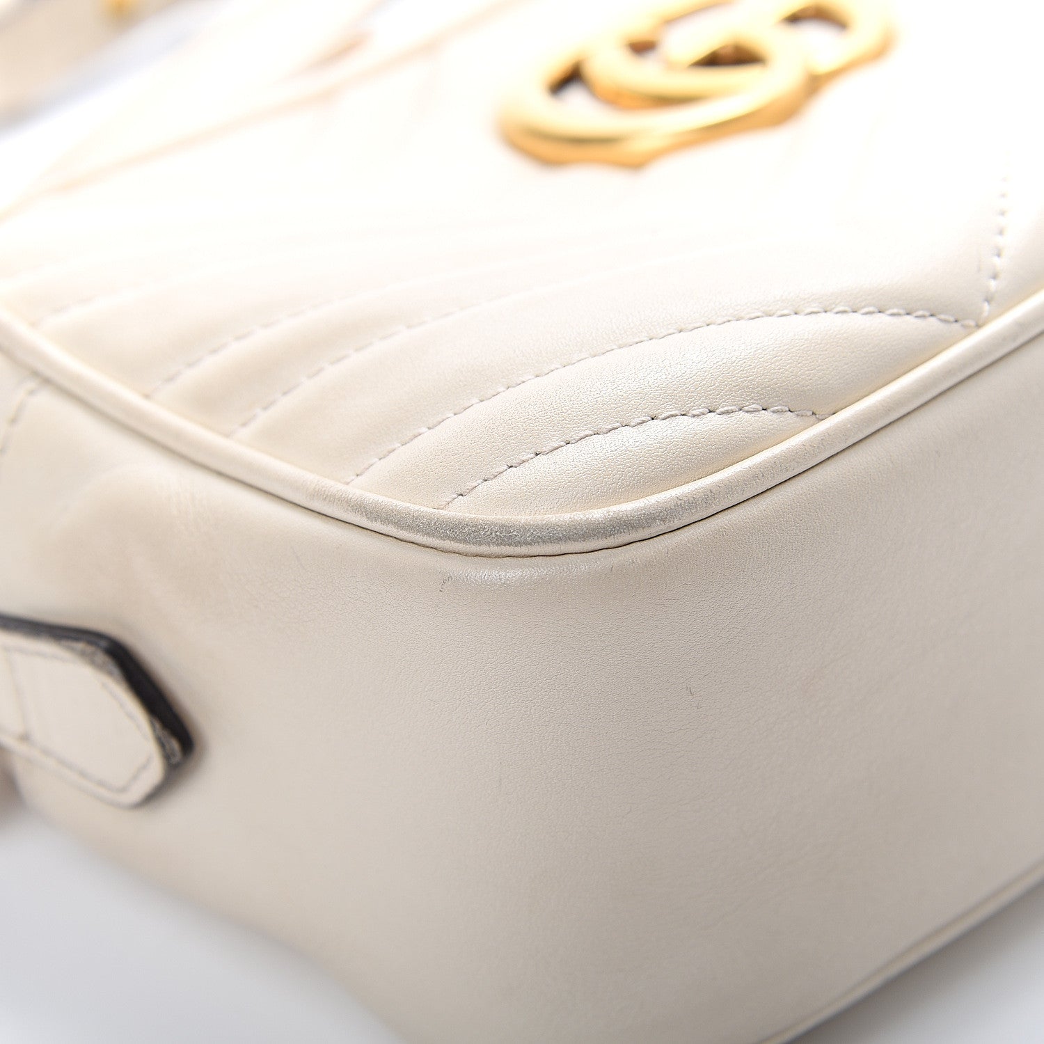 Gucci Calfskin Matelasse Small GG Marmont Chain Shoulder Bag White 10 of 18