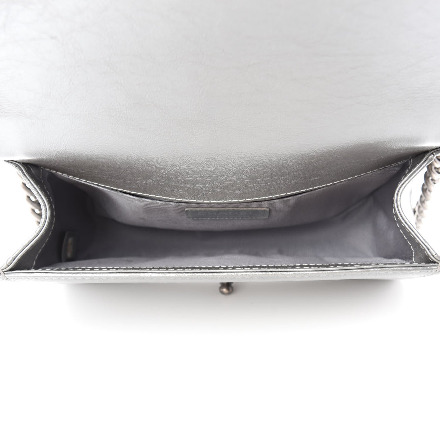 Chanel Metallic Aged Calfskin Quilted Medium Top Handle Boy Flap Silver 5 of 11