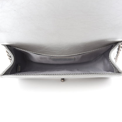 Chanel Metallic Aged Calfskin Quilted Medium Top Handle Boy Flap Silver 5 of 11