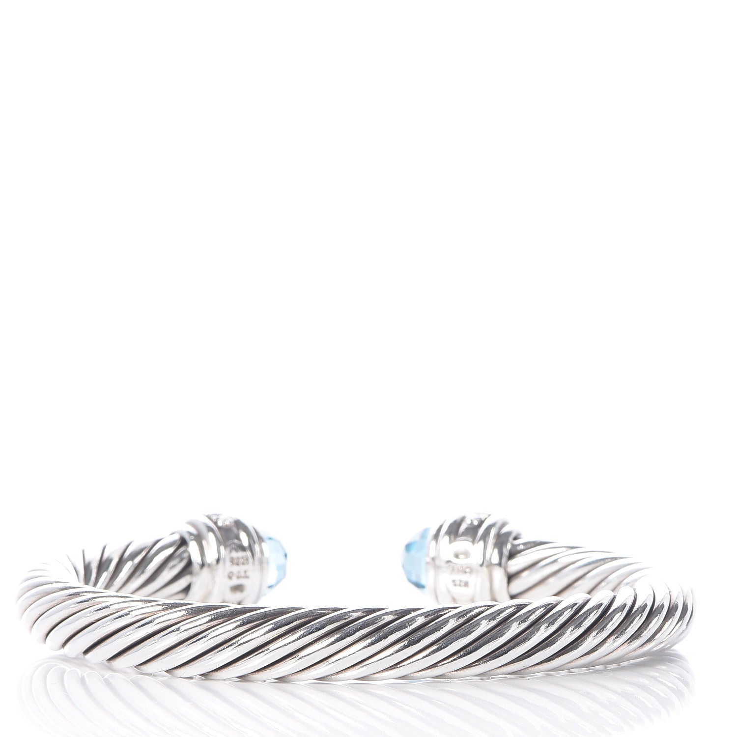 David Yurman Sterling Silver Blue Topaz Diamond 7mm Cable Classics Bracelet 3 of 6