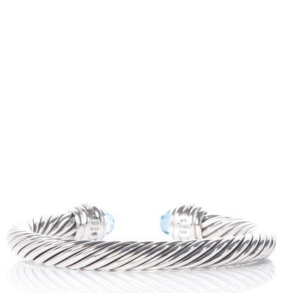 David Yurman Sterling Silver Blue Topaz Diamond 7mm Cable Classics Bracelet 3 of 6