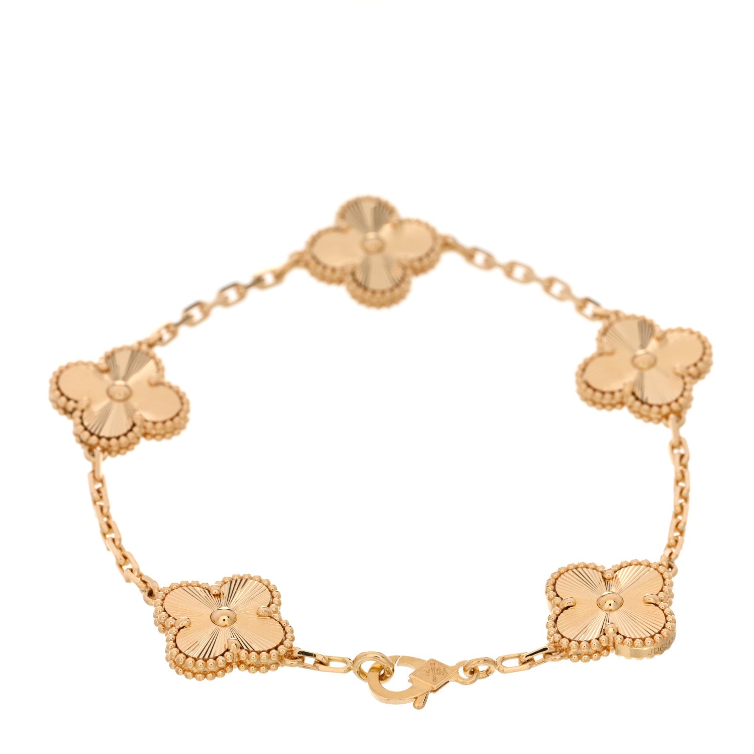 Van Cleef & Arpels 18K Yellow Gold 5 Motifs Guilloche Vintage Alhambra Bracelet 2 of 5