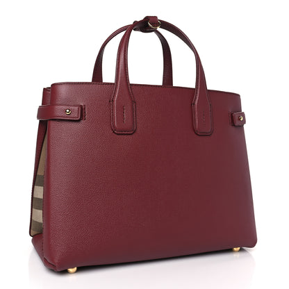 Burberry Grainy Calfskin House Check Small Banner Tote Mahogany Red 3 of 8