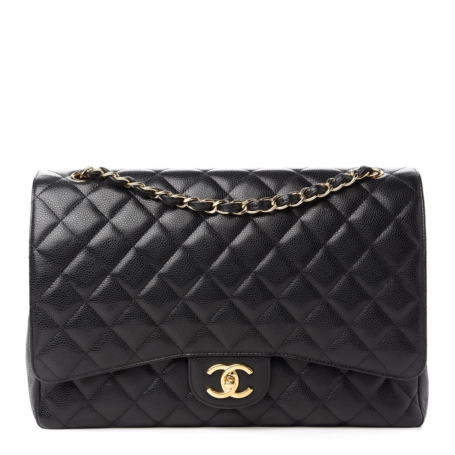 Caviar Quilted Maxi Double Flap Black