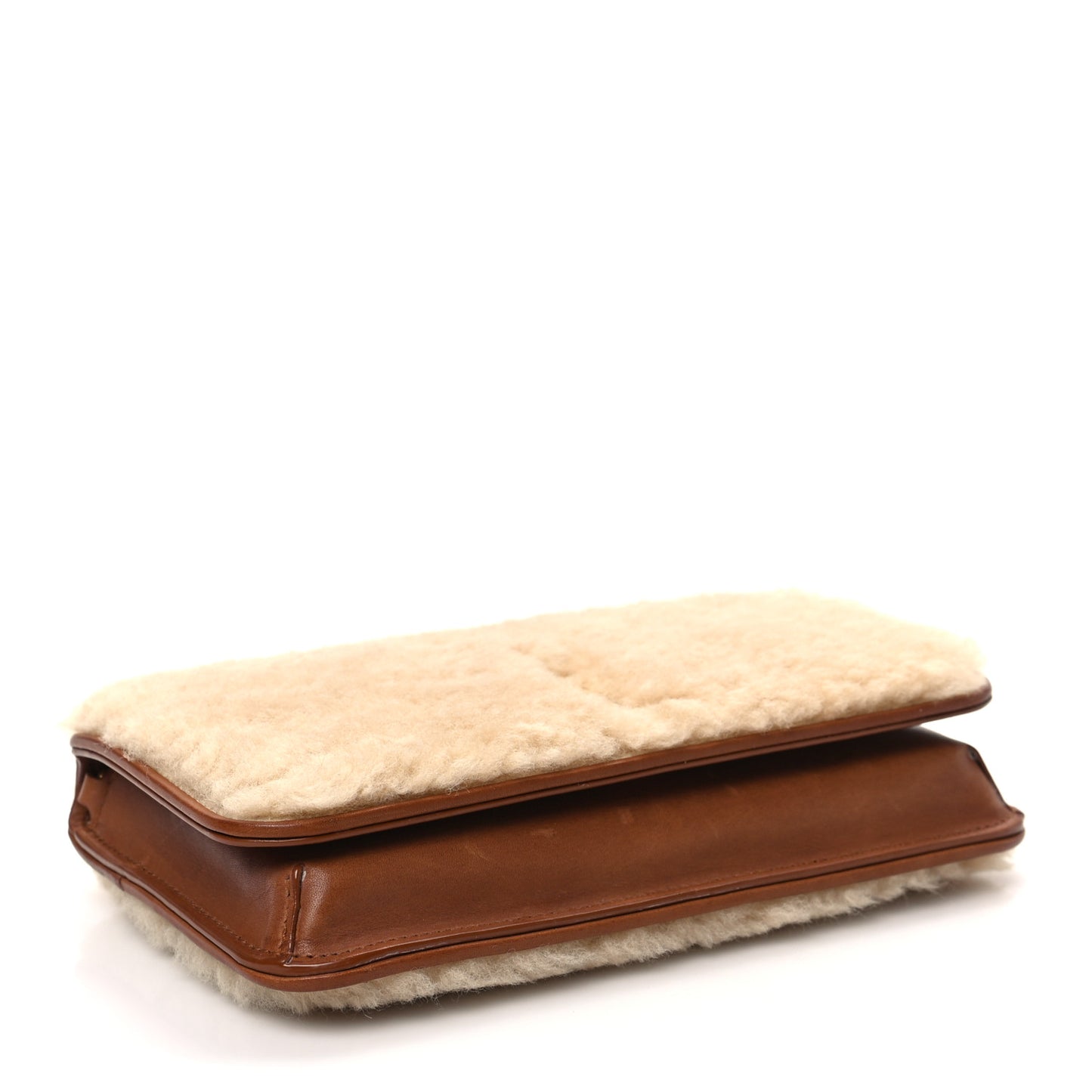 Shearling Monogram Phone Holder Crossbody Brown