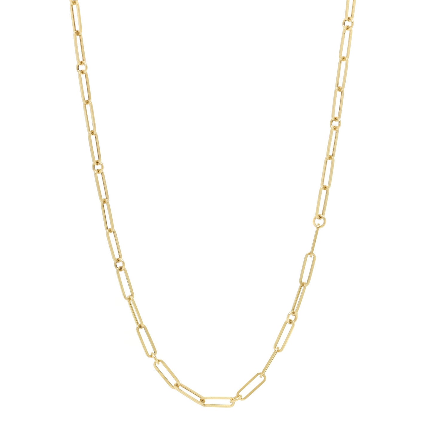 18K Yellow Gold Paper Clip Link Necklace 22"