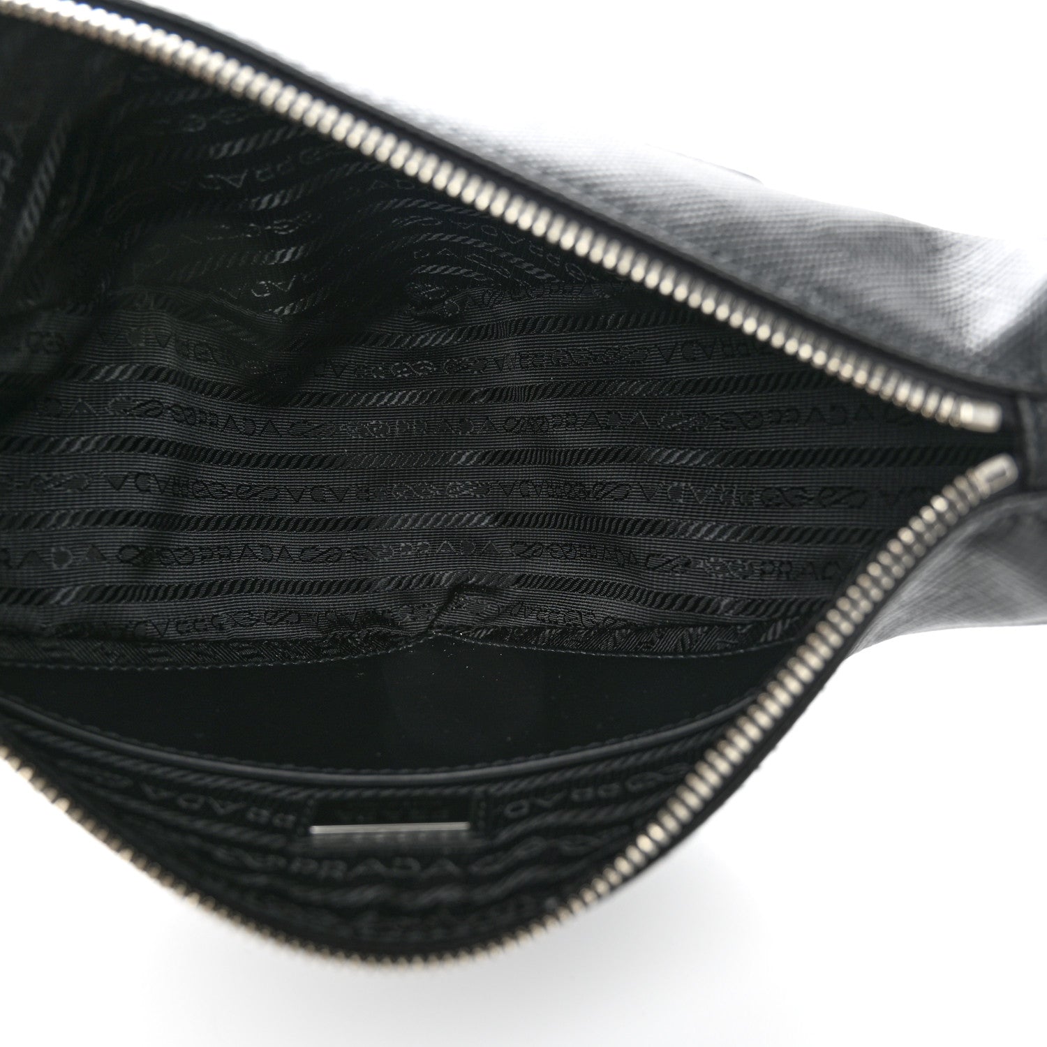 Prada Saffiano Cuir Triangle Logo Embossed Triangle Shoulder Bag Black 5 of 10