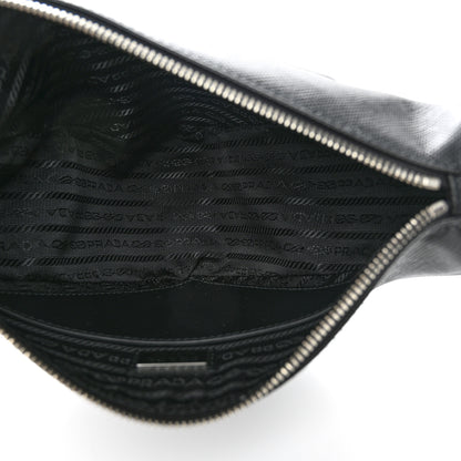 Prada Saffiano Cuir Triangle Logo Embossed Triangle Shoulder Bag Black 5 of 10