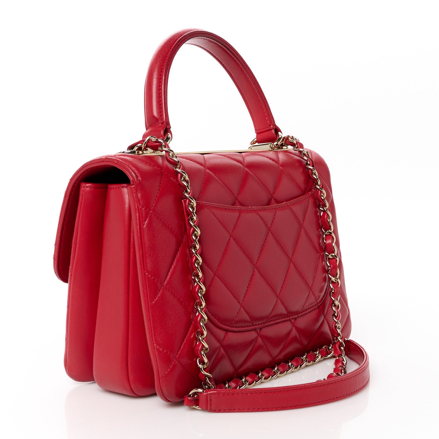 Chanel Lambskin Quilted Small Trendy CC Flap Dual Handle Bag Red 3 of 15