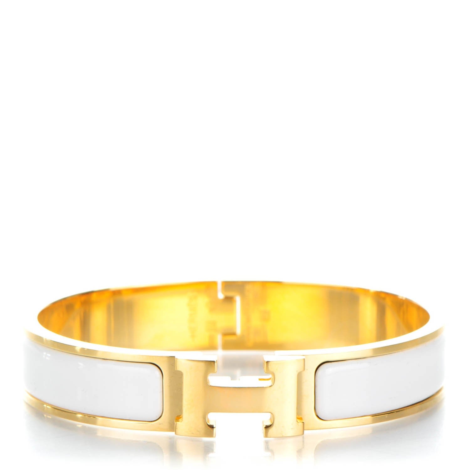 Hermes Enamel Narrow Clic Clac H Bracelet GM White 1 of 6