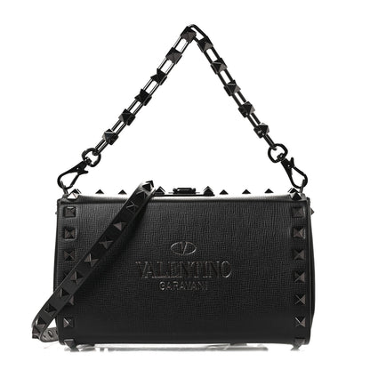 Valentino Garavani Grainy Calfskin Rockstud Clutch Black 1 of 8