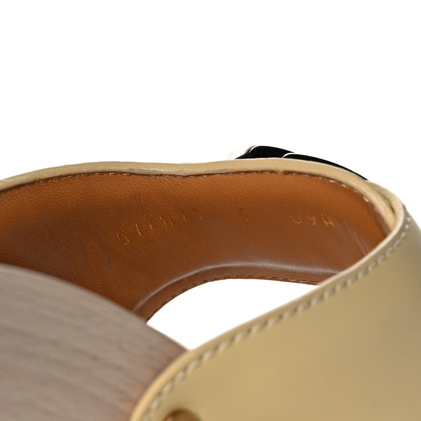 Calfskin Interlocking G Mens Slide Sandals 5 Burro