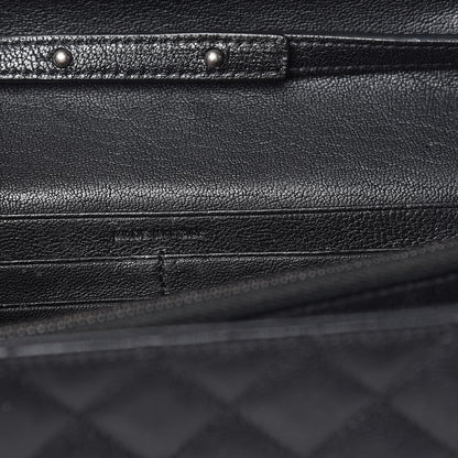 Saint Laurent Sheepskin Tri-Quilt Monogram Envelope Chain Wallet Black 7 of 11