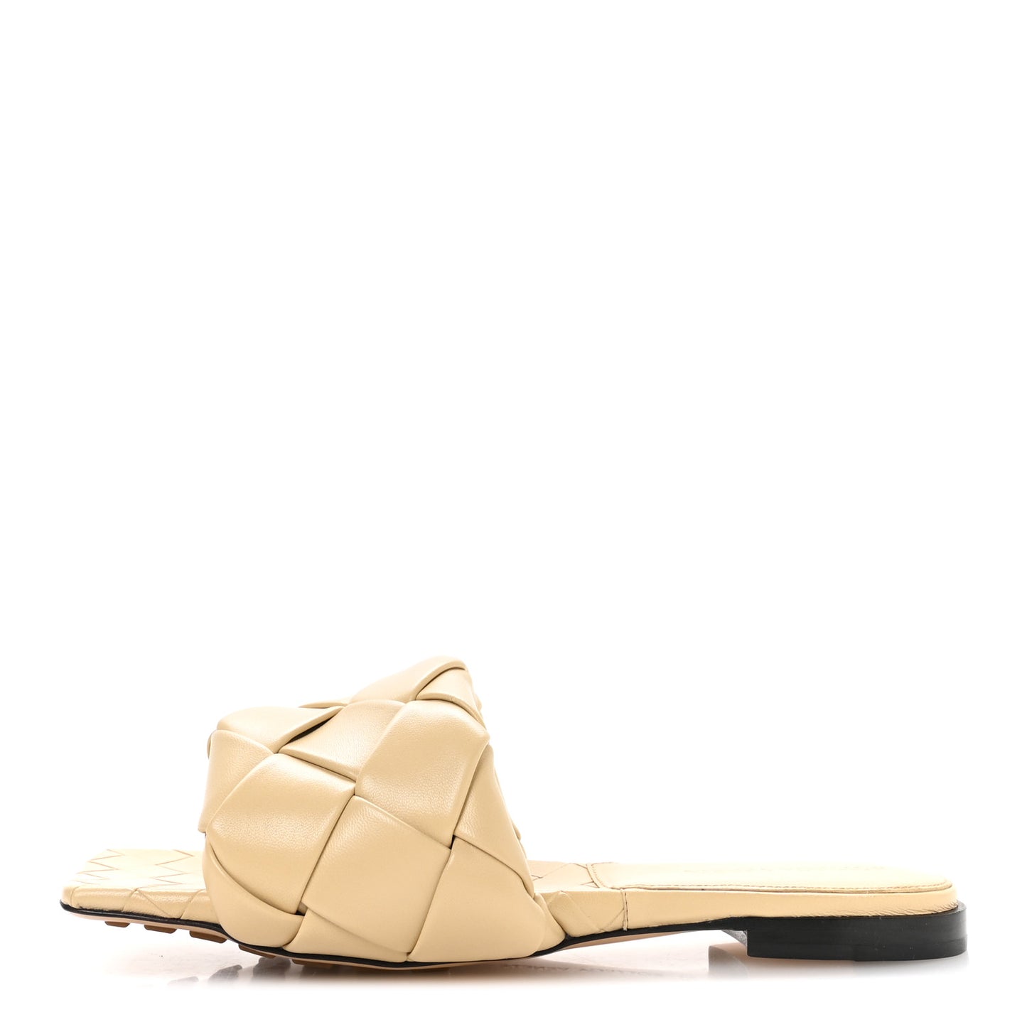 Nappa Maxi Intrecciato Lido Flat Sandals 37 Cane Sugar