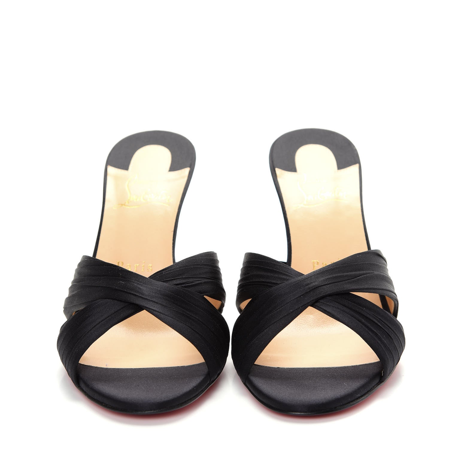 Christian Louboutin Crepe Satin Nicol Is Back 85 Slide Sandals 38 Black 2 of 10