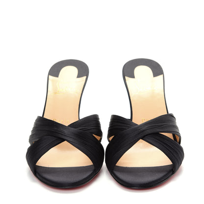 Christian Louboutin Crepe Satin Nicol Is Back 85 Slide Sandals 38 Black 2 of 10