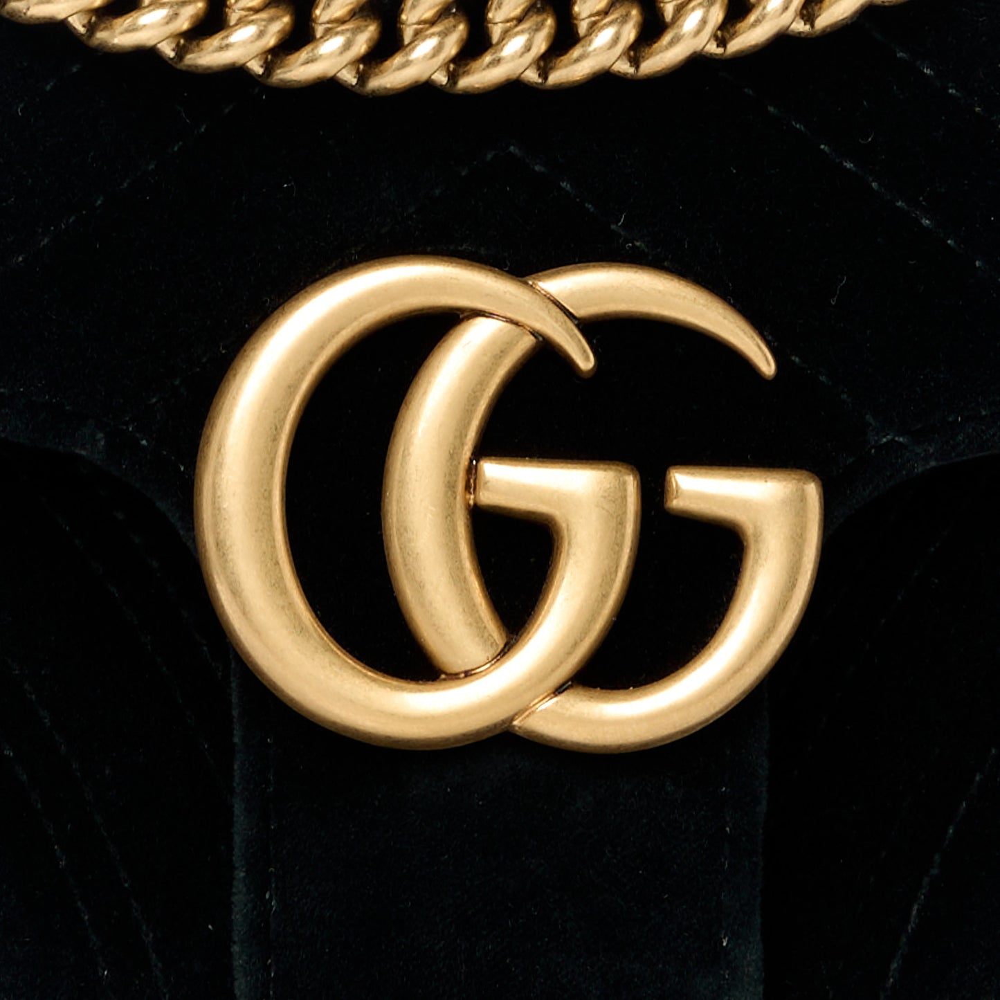 Velvet Matelasse Small GG Marmont Shoulder Bag Black