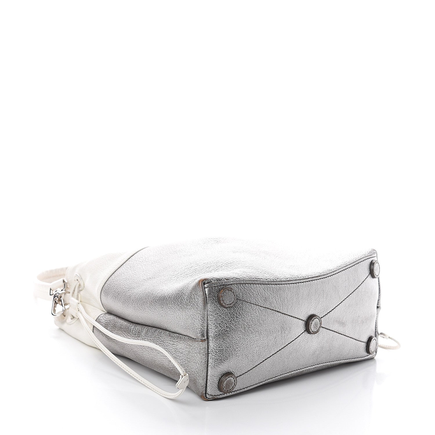Miu Miu Goatskin Madras Bi-Color Bucket Bag Chrome White 3 of 8