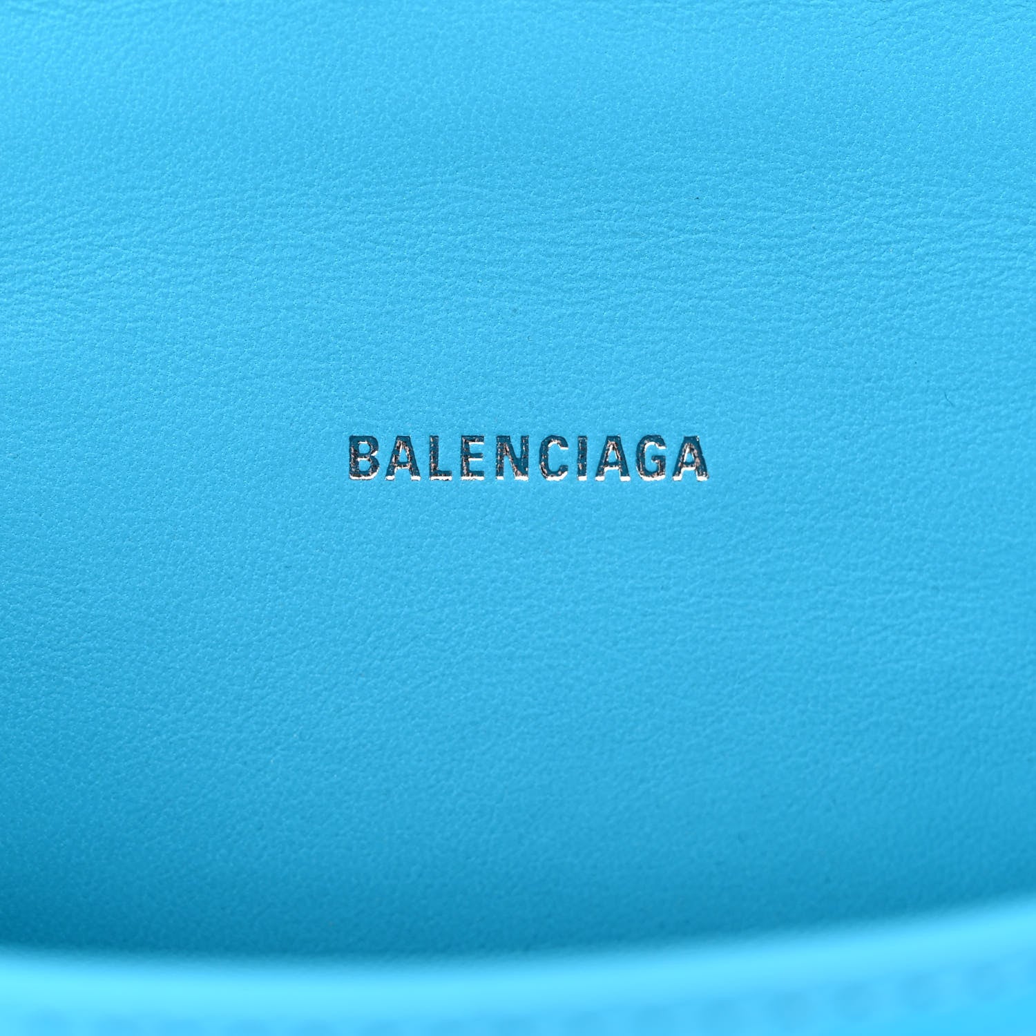 Balenciaga Shiny Calfskin Crocodile Embossed Hourglass Top Handle Bag XS Cyan 6 of 13