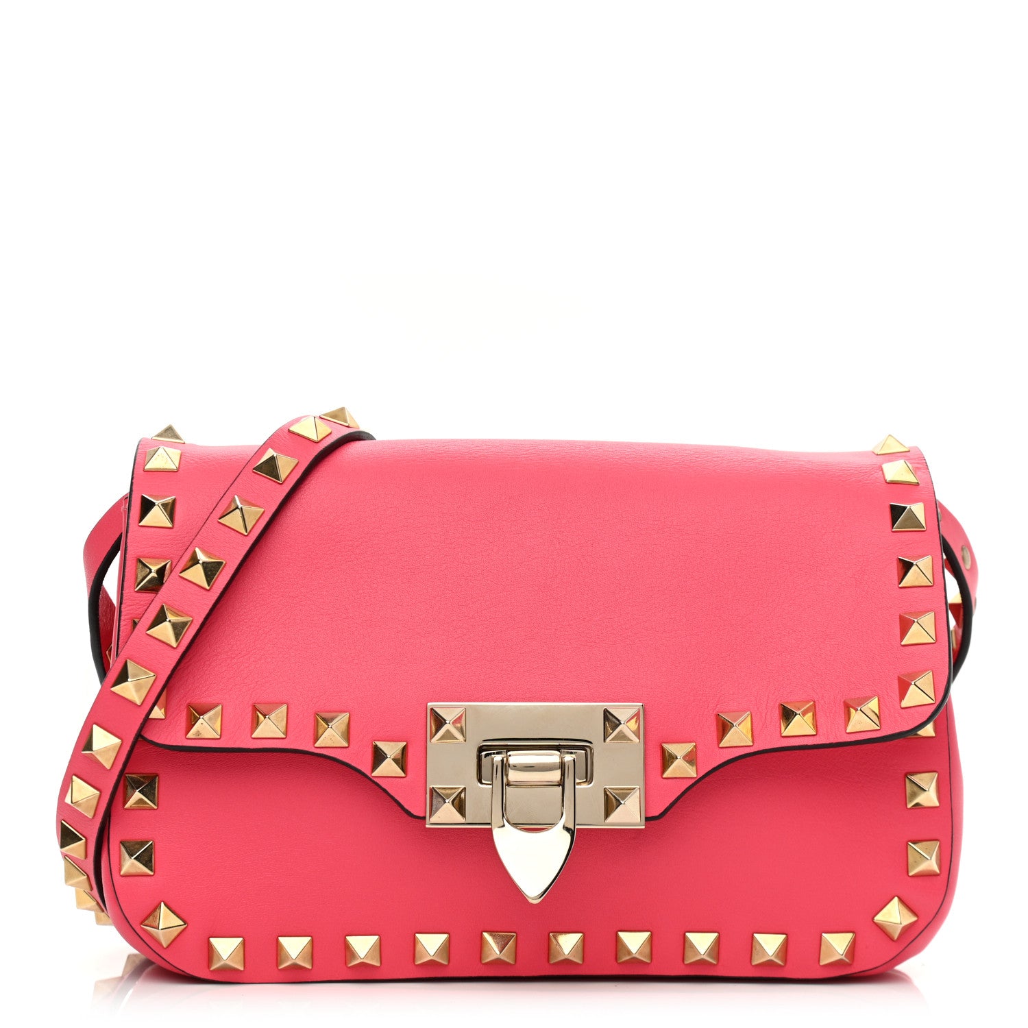 Valentino Garavani Vitello Mini Rockstud Flap Saddle Crossbody Bag Deep Rose 1 of 10