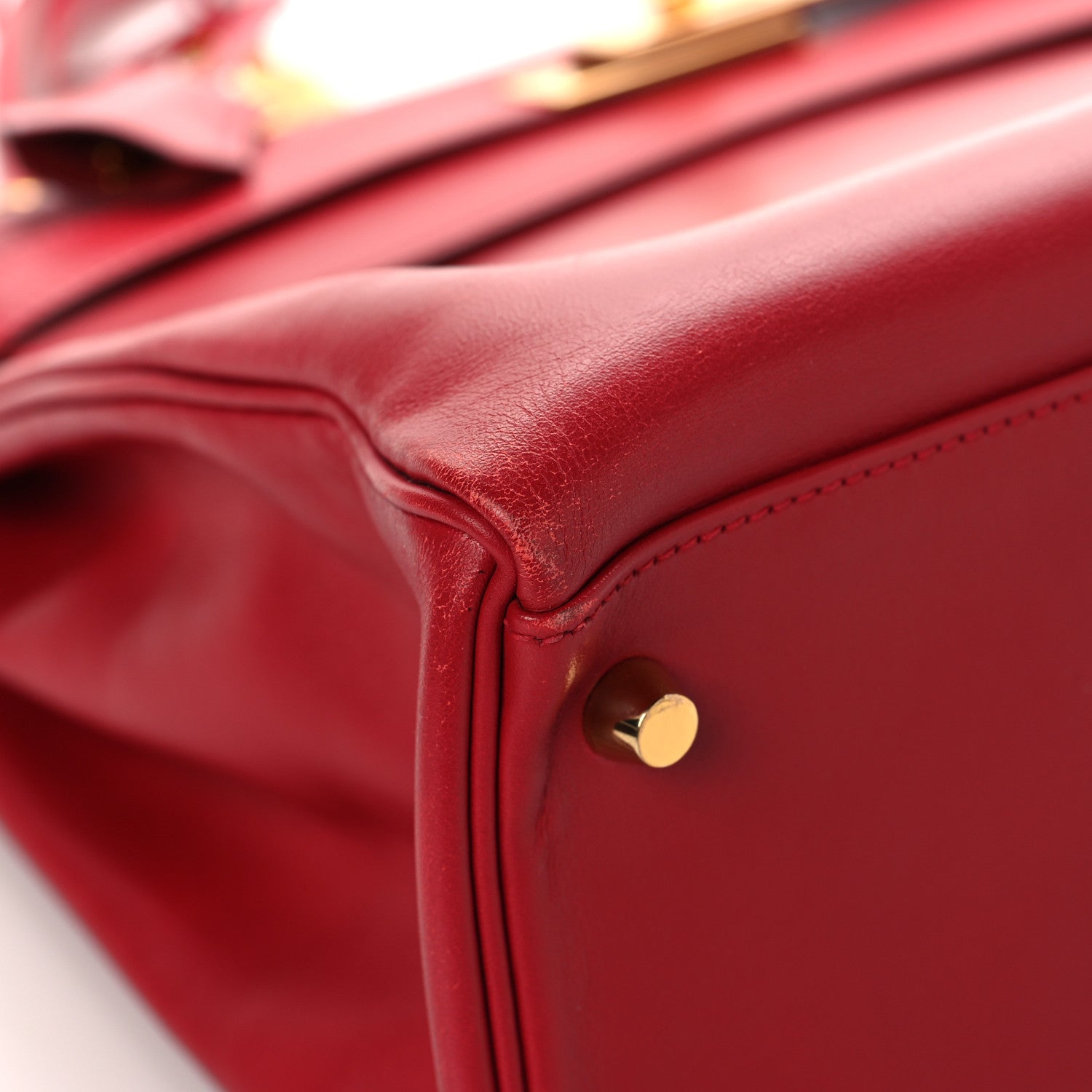 Hermes Tadelakt Kelly Retourne 32 Rouge Vif 9 of 14