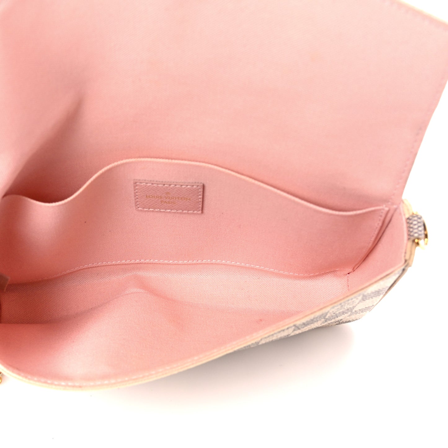 Damier Azur Pochette Felicie Chain Wallet Rose Ballerine