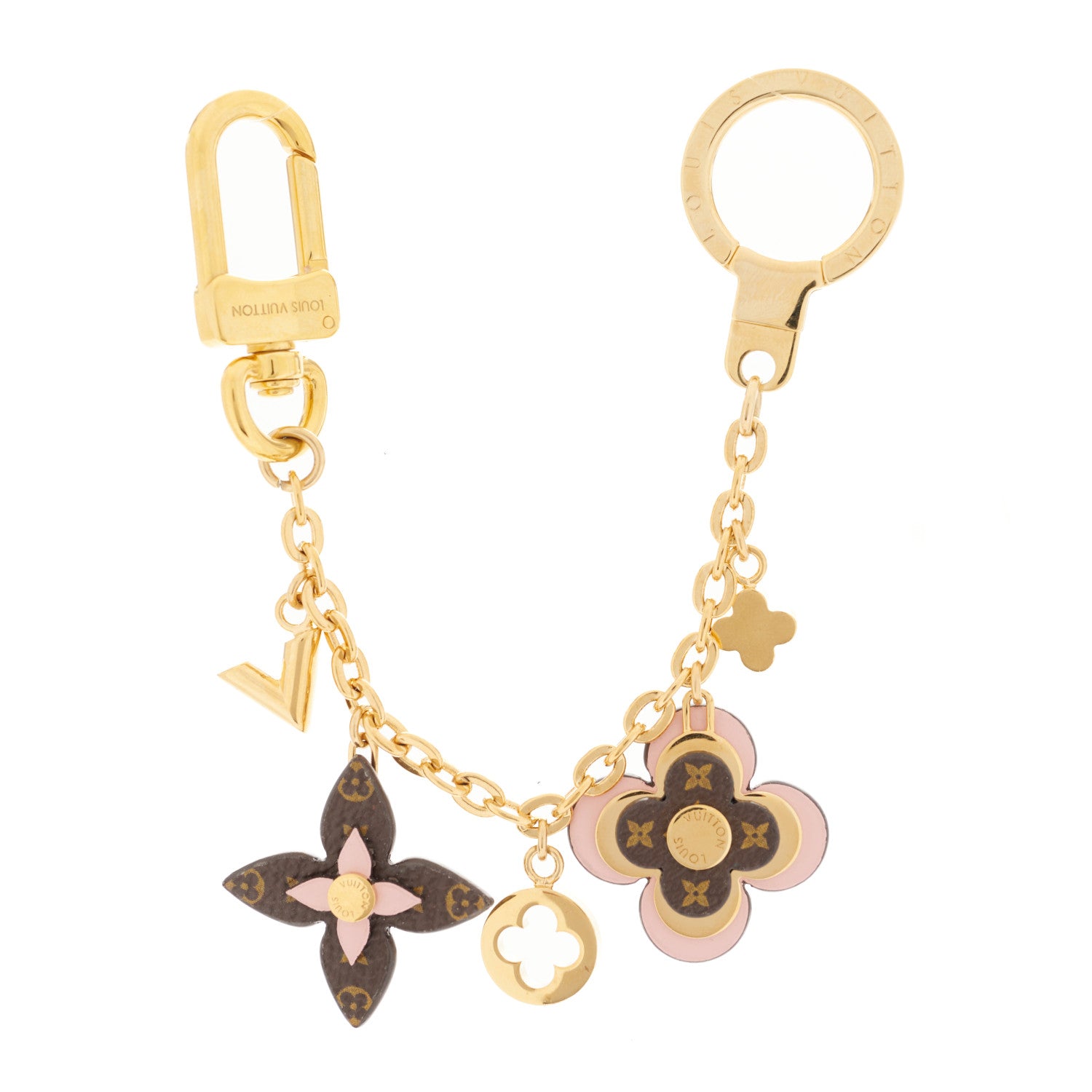 Louis Vuitton Brass Monogram Blooming Flowers Bag Charm Key Holder Rose Ballerine 1 of 4