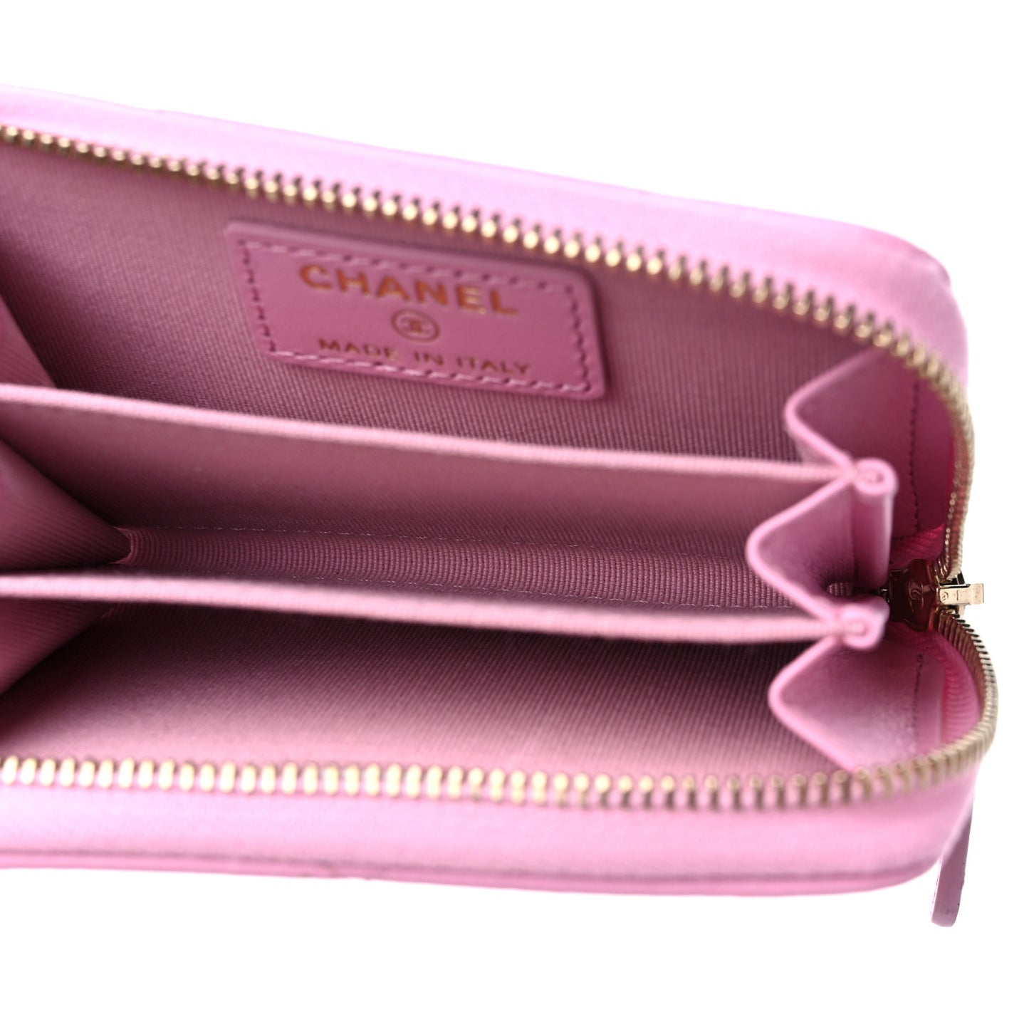 Lambskin Quilted Chanel 19 Zip Around Coin Purse Wallet Light Pink