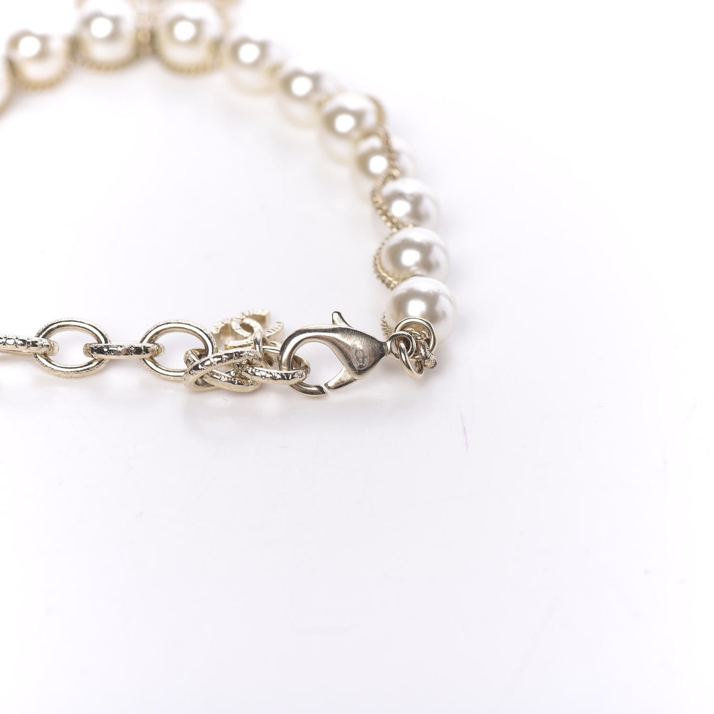 Pearl Crystal CC Bracelet Gold