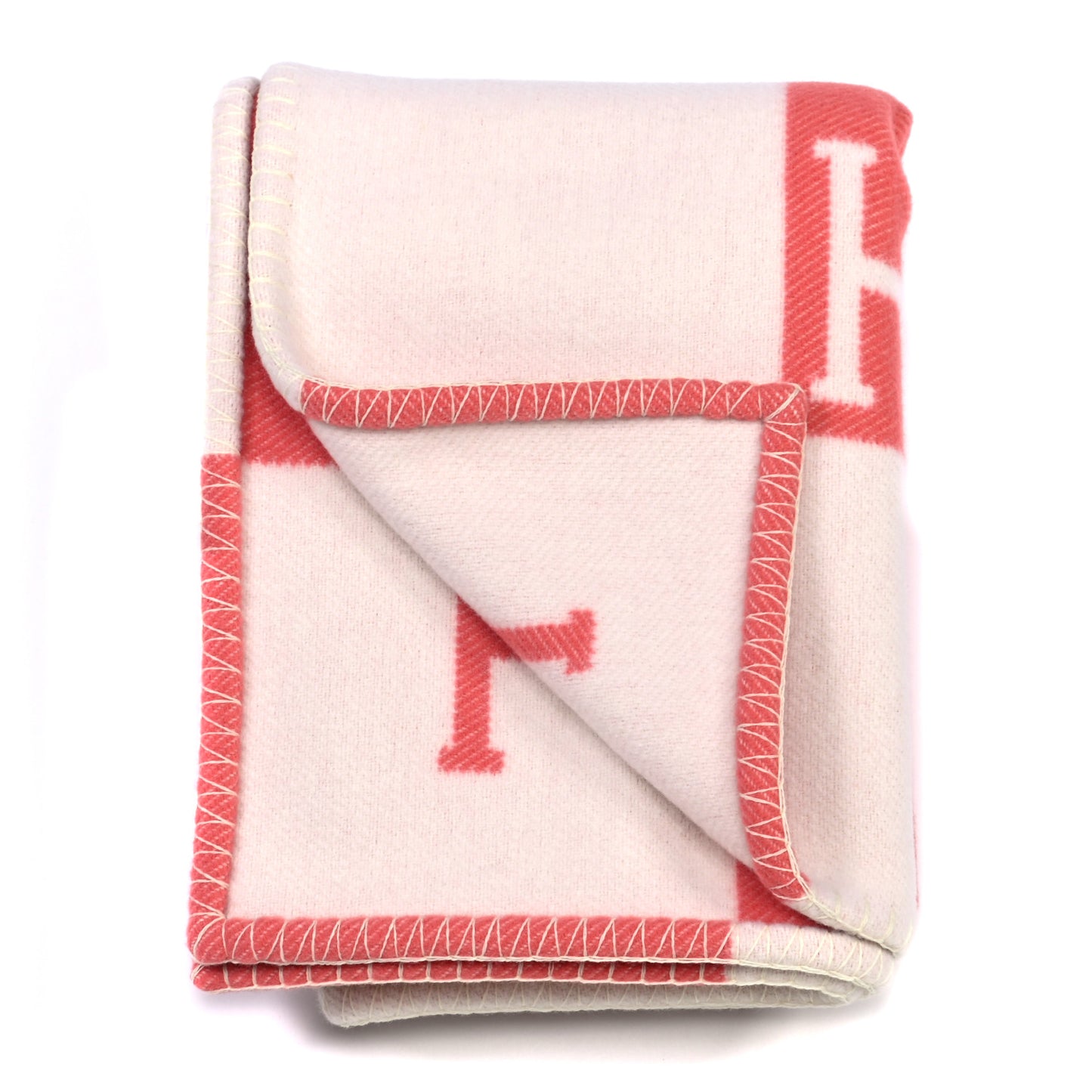 Wool Cashmere Avalon Baby Blanket Rose Airelle White