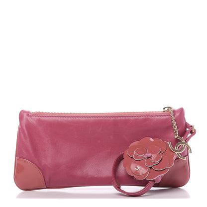 Chanel Lambskin Patent Leather Camellia Wristlet Pink 1 of 10