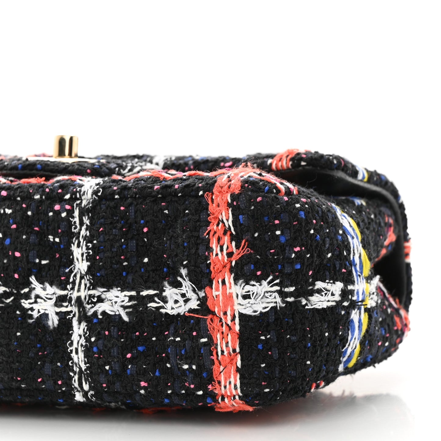Tweed Quilted Mini Rectangular Flap Black Orange Blue
