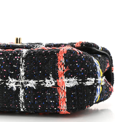 Chanel Tweed Quilted Mini Rectangular Flap Black Orange Blue 10 of 10