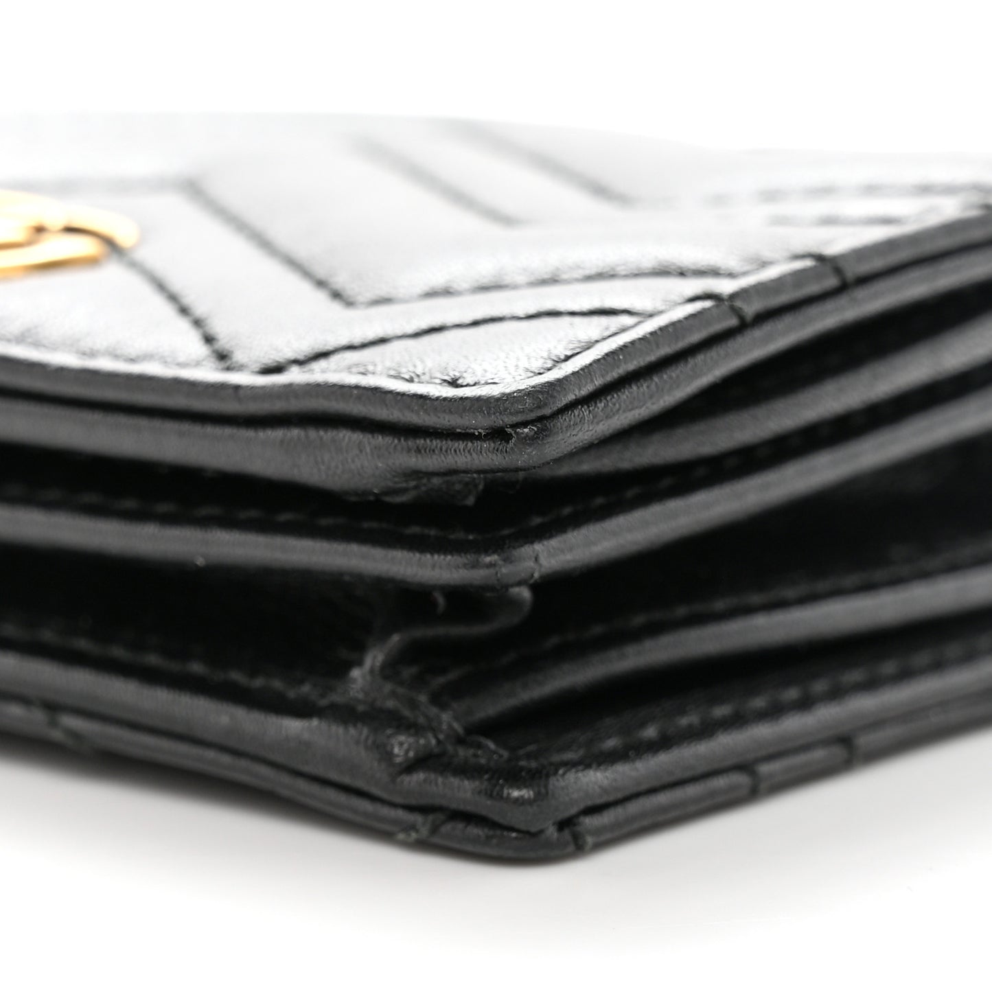 Calfskin Matelasse GG Marmont Card Case Wallet Black