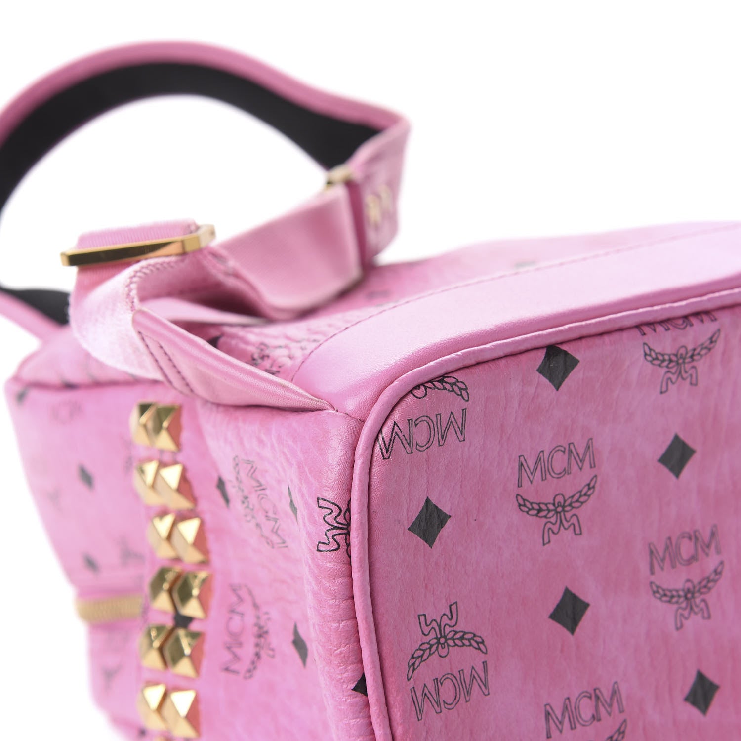 MCM Visetos Small Side Stud Stark Backpack Pink 9 of 10