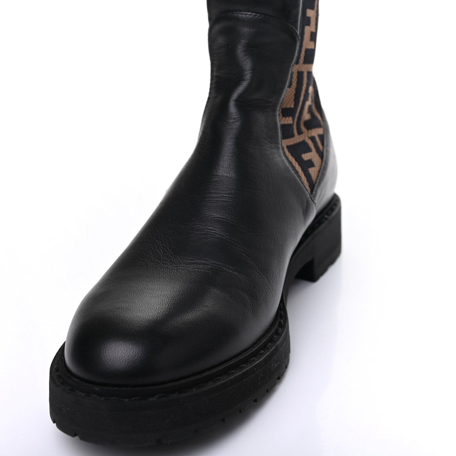 Fendi Nappa Microfiber Fabric FF Rockoko Tall Boots 39 Black Tobacco 9 of 13