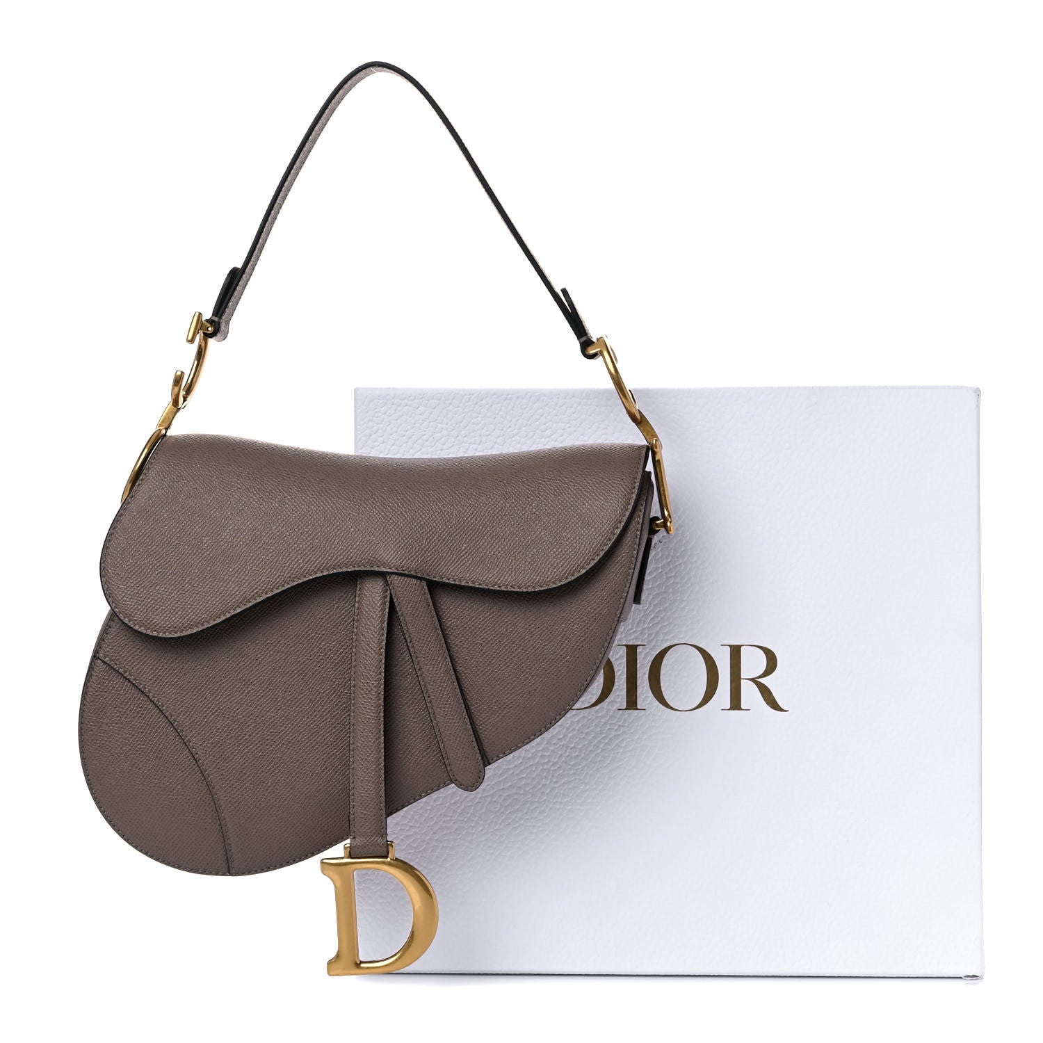 Christian Dior Grained Calfskin Saddle Bag Warm Taupe 9 of 9