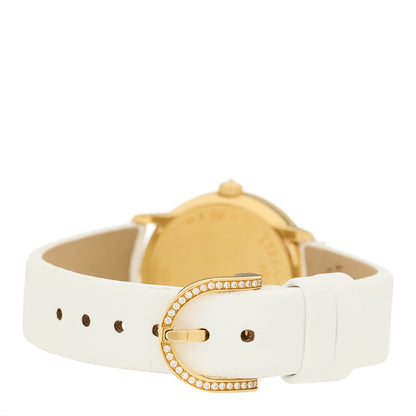 Tiffany 18K Yellow Gold Satin Diamond Mother of Pearl 26mm Atlas Round Cocktail Quartz Watch 3 of 4