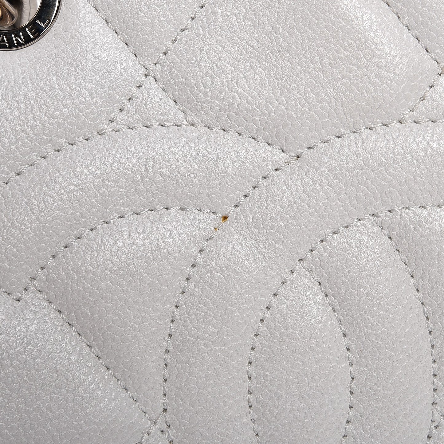 Soft Caviar Quilted CC Timeless Tote White