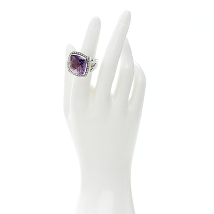 David Yurman Sterling Silver Diamond Amethyst 17mm Albion Ring 51 5.75 2 of 5
