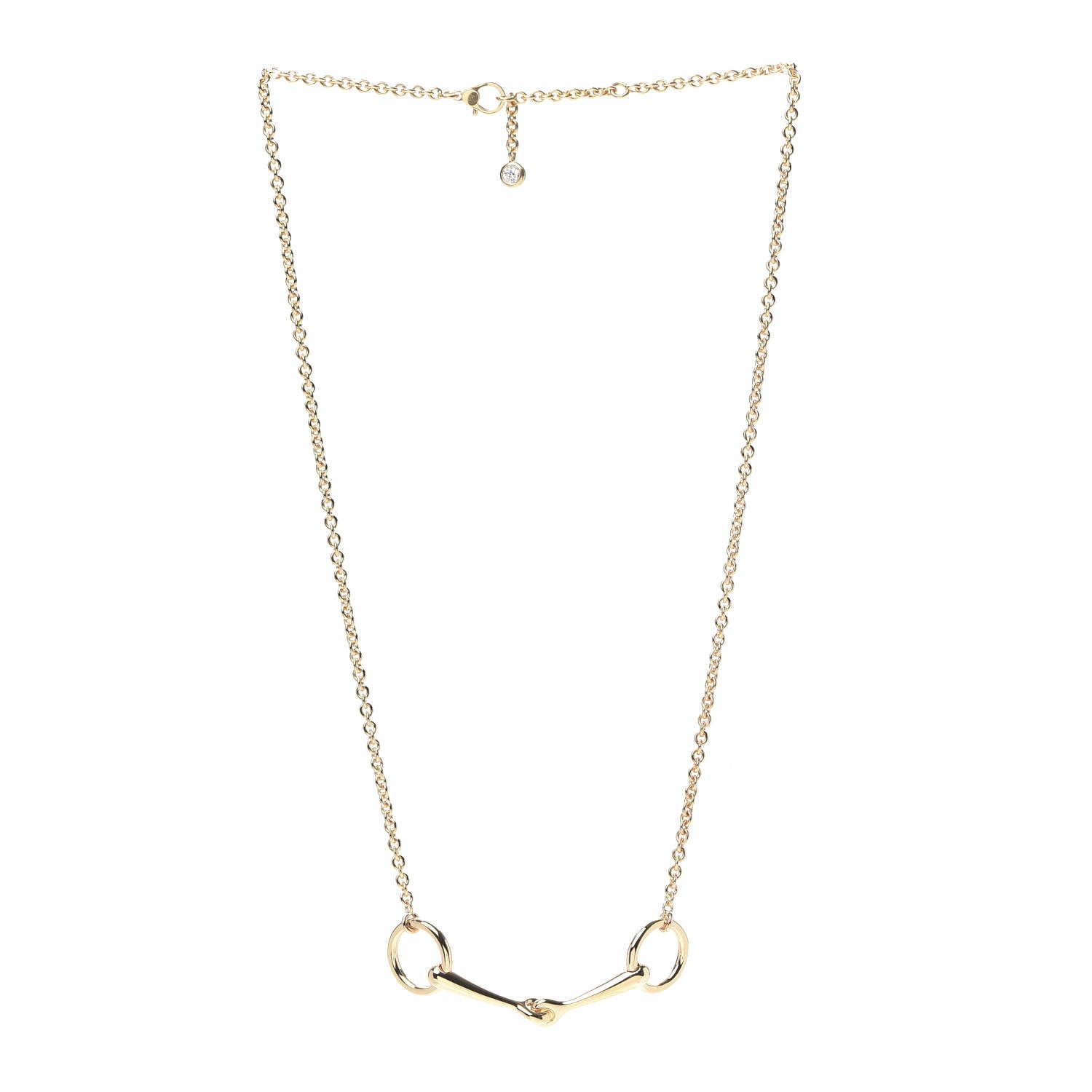 Hermes 18K Rose Gold Diamond TPM Filet d'Or Necklace LG 3 of 7