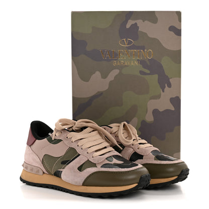 Valentino Garavani Nappa Suede Camouflage Womens Rockrunner Sneakers 35.5 Army Green 11 of 11